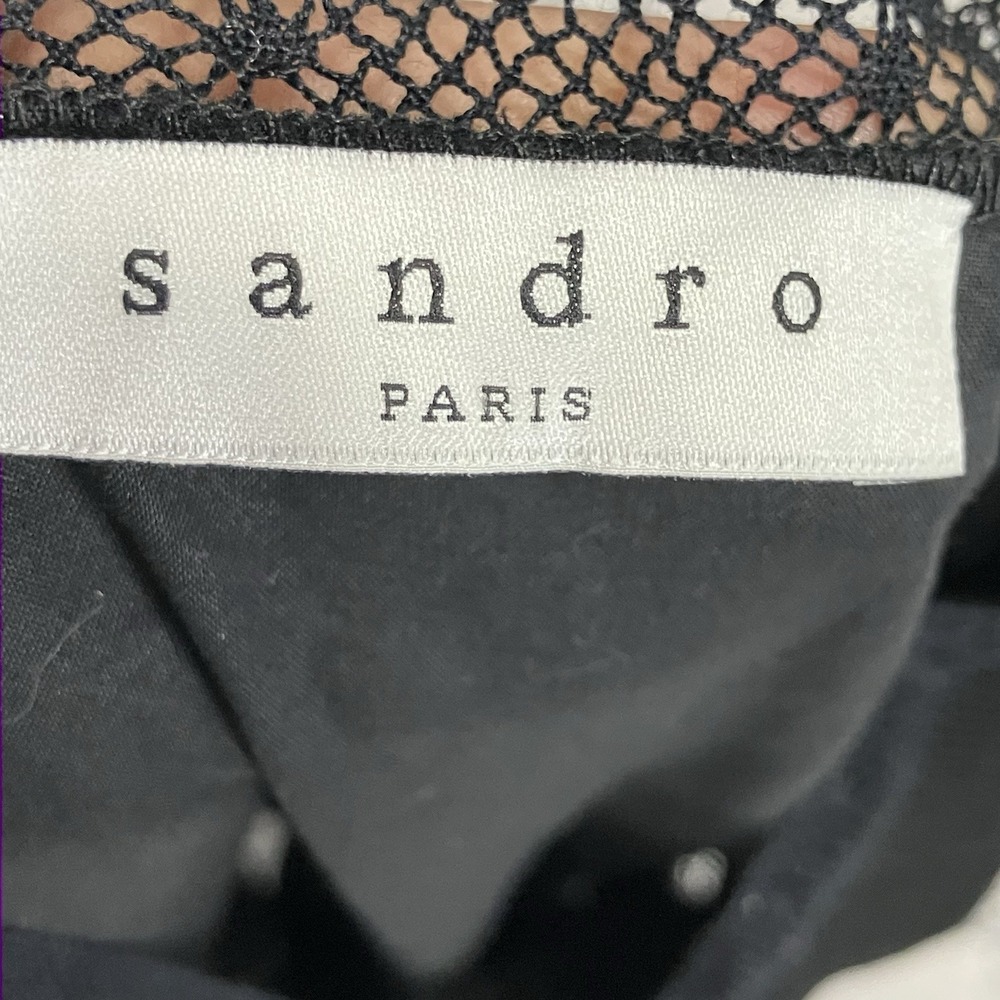 Sandro Paris Dress Womens Size M Black Lace Trim Fit Flare Sleeveless NWT - Picture 8 of 16